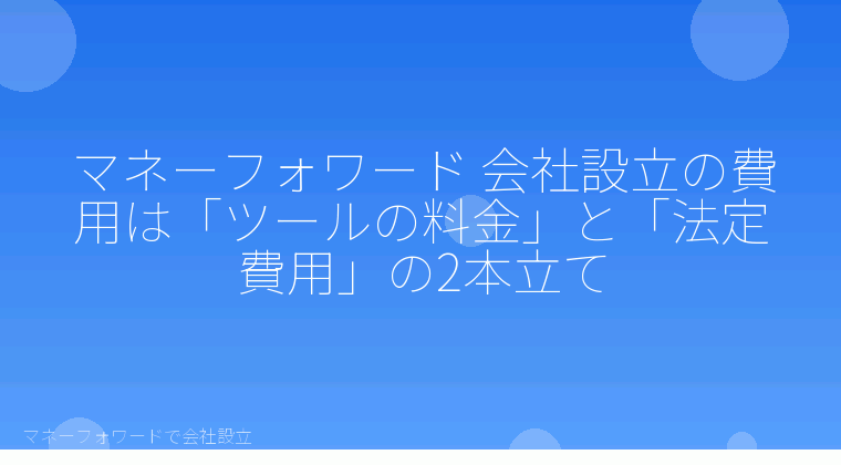 マネーフォワードで会社設立を自分で進める「マネーフォワード 会社設立の費用は「ツールの料金」と「法定費用」の2本立て」の解説イラスト