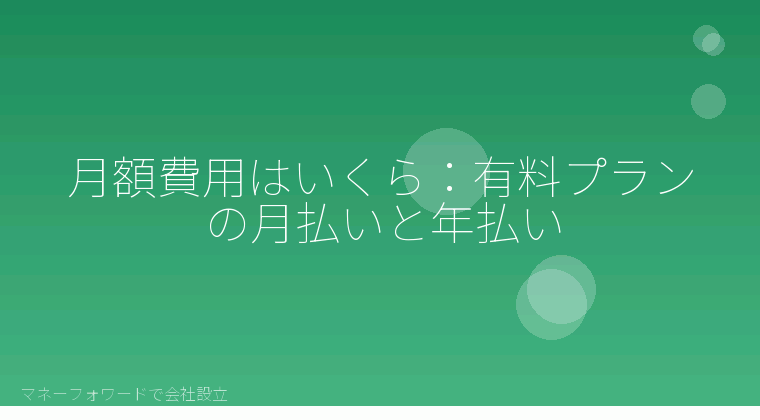マネーフォワードで会社設立を自分で進める「月額費用はいくら:有料プランの月払いと年払い」の解説イラスト