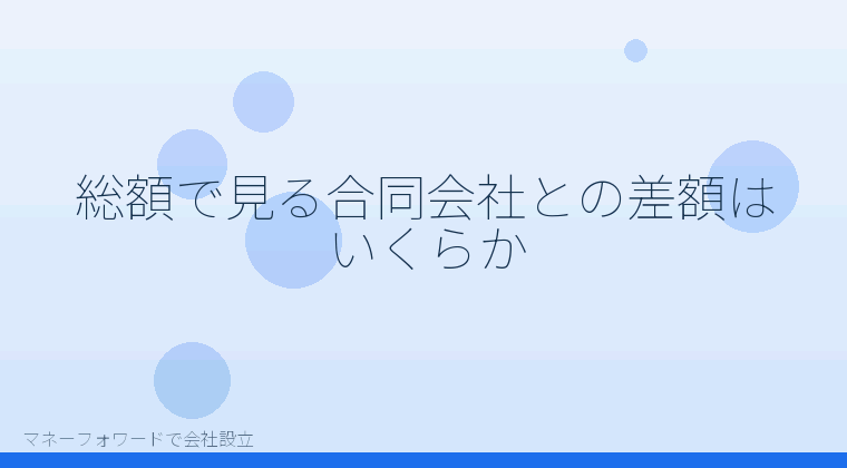 マネーフォワードで会社設立を自分で進める「総額で見る合同会社との差額はいくらか」の解説イラスト