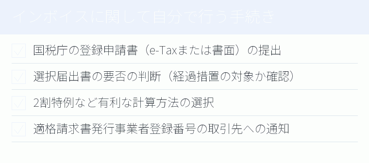 インボイスに関して自分で行う手続きのチェックリスト図