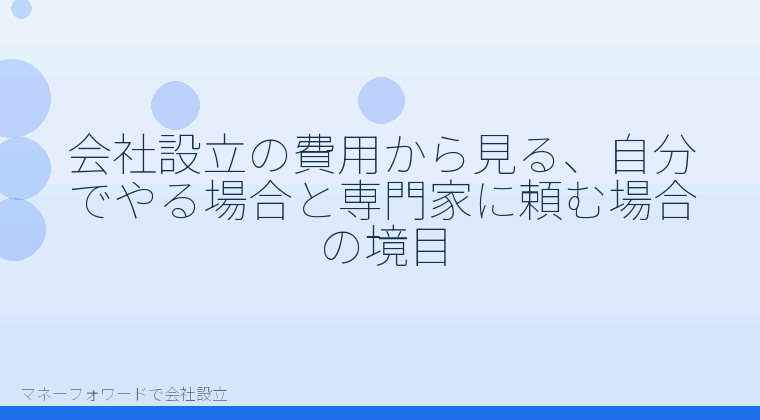 マネーフォワードで会社設立を自分で進める「会社設立の費用から見る、自分でやる場合と専門家に頼む場合の境目」の解説イラスト