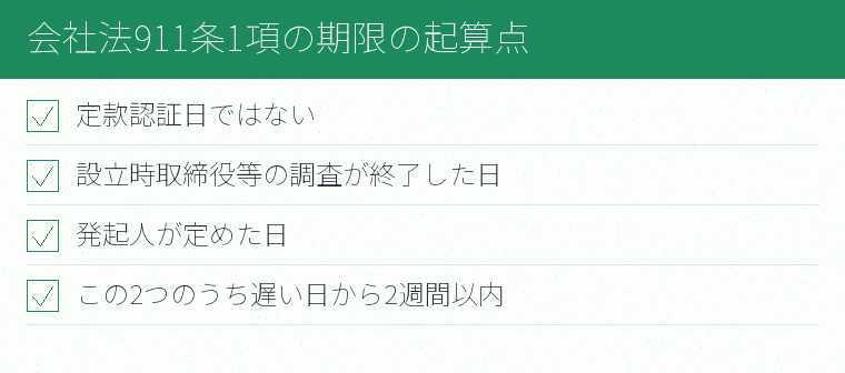 会社法911条1項の期限の起算点のチェックリスト図