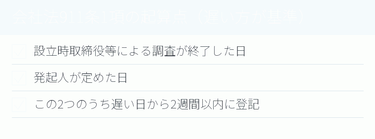 会社法911条1項の起算点（遅い方が基準）のチェックリスト図