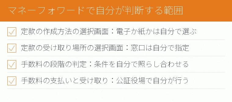 マネーフォワードで自分が判断する範囲のチェックリスト図
