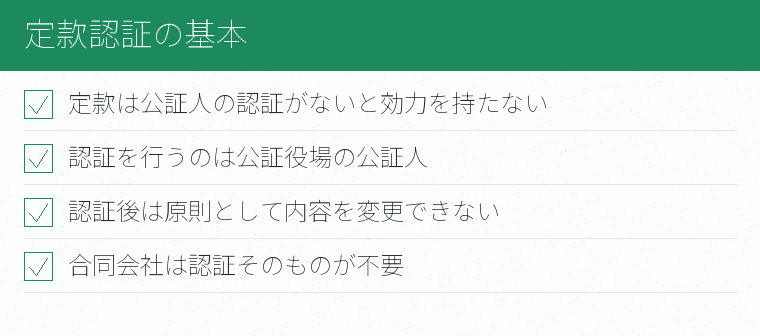 定款認証の基本のチェックリスト図