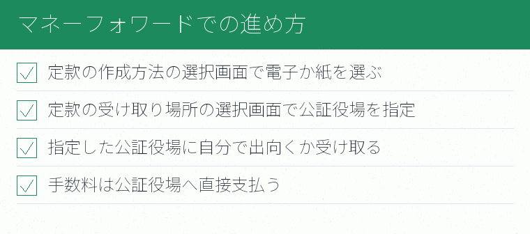 マネーフォワードでの進め方のチェックリスト図