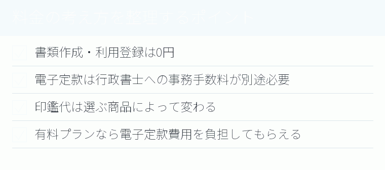 料金の考え方を整理するポイントのチェックリスト図