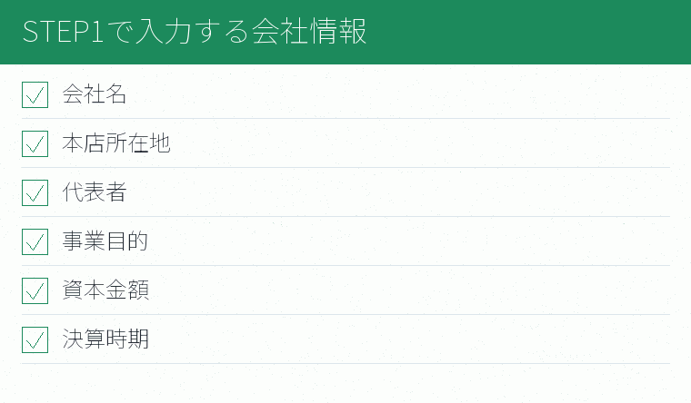 STEP1で入力する会社情報のチェックリスト図
