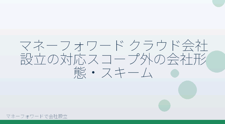 マネーフォワードで会社設立を自分で進める「マネーフォワード クラウド会社設立の対応スコープ外の会社形態・スキーム」の解説イラスト
