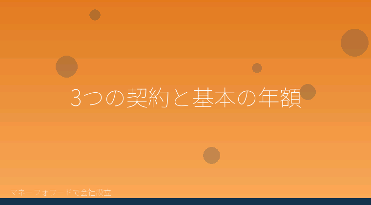マネーフォワードで会社設立を自分で進める「3つの契約と基本の年額」の解説イラスト