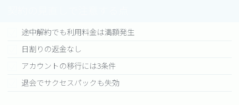 契約の見直しで注意する点のチェックリスト図