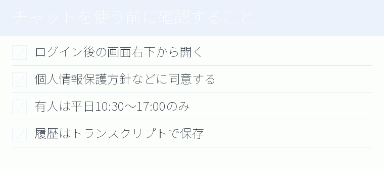 チャットを使う前に確認することのチェックリスト図