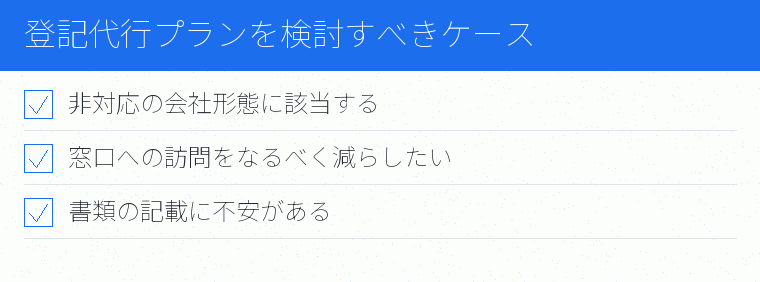 登記代行プランを検討すべきケースのチェックリスト図