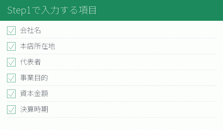 Step1で入力する項目のチェックリスト図